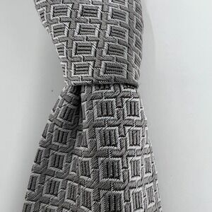 Versace‎ Collection Men's 100% Silk Tie Squares Grey/Silver Vintage NWT